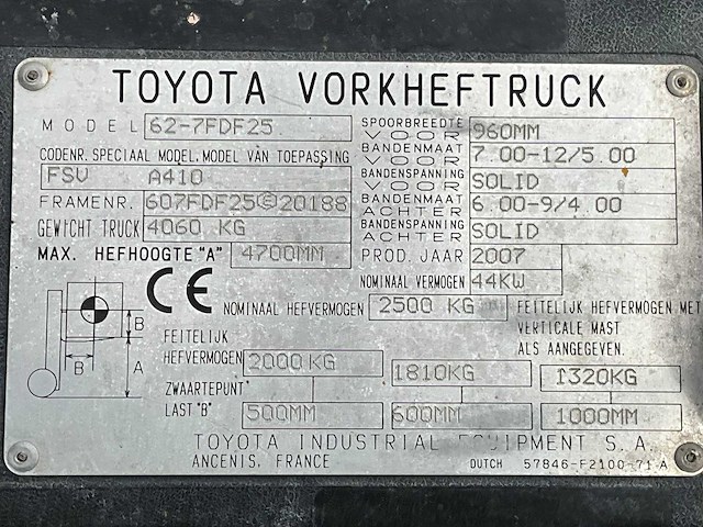 2007 toyota 62-7fdf25 vorkheftruck - afbeelding 22 van  29