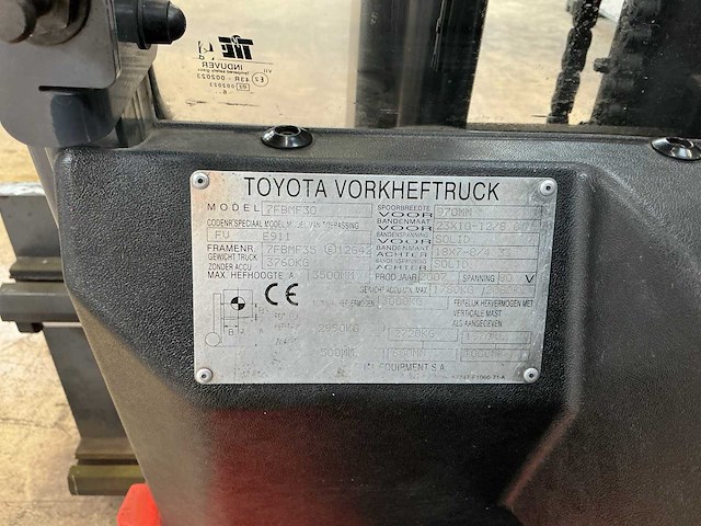 2007 toyota 7fbmf30 3.000 kg vorkheftruck - afbeelding 13 van  21