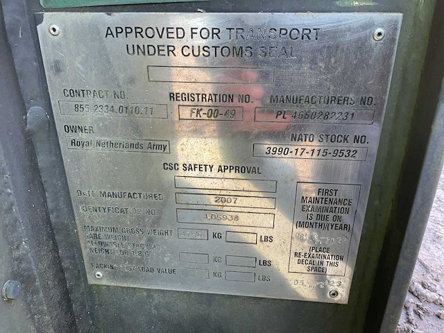 2007 uniteam 20 ft haakarm kiepbak - afbeelding 1 van  8