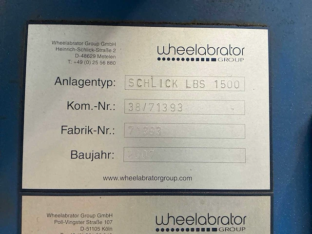2007 wheelabrator schick lbs 1500 doorloopgaasbandstraalmachine - afbeelding 9 van  20