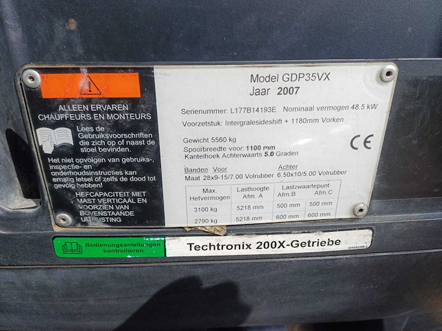 2007 yale gdp35vx vorkheftruck - afbeelding 11 van  19