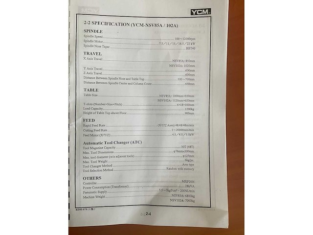 2007 ycm nsv 102a cnc universeel machinecentrum - afbeelding 6 van  19