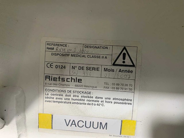2007 zephyr vlr 100 vacuüminstallatie - afbeelding 2 van  10