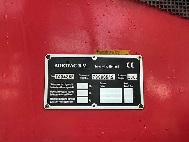 2008 - agrifac - za 3400 39m 4x4 - zelfrijdende veldspuit - afbeelding 21 van  22