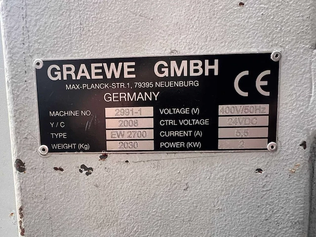 2008 - graewe - ew 2700 - coiler for pipe extrusion - afbeelding 6 van  9