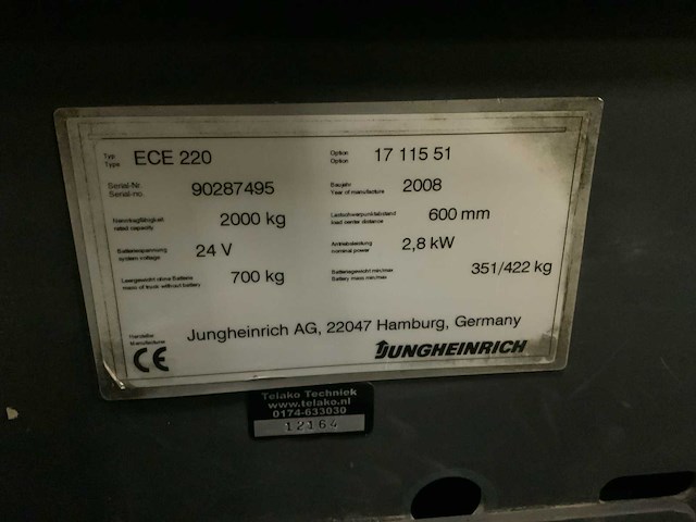 2008 - jungheinrich - ece 220 - orderpicker - afbeelding 3 van  12