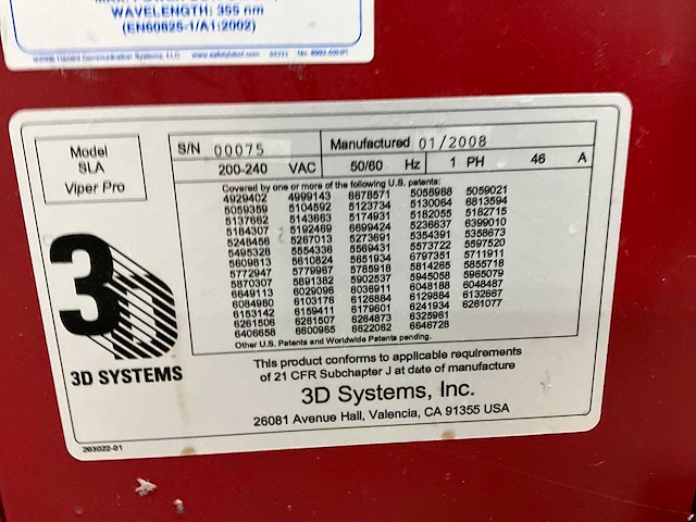 2008 3d systems sla viper pro 3d printer - afbeelding 24 van  30