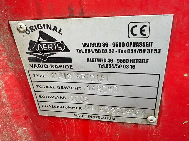 2008 aerts vario rapide mais-speciaal ploeg 4-schaars - afbeelding 16 van  16
