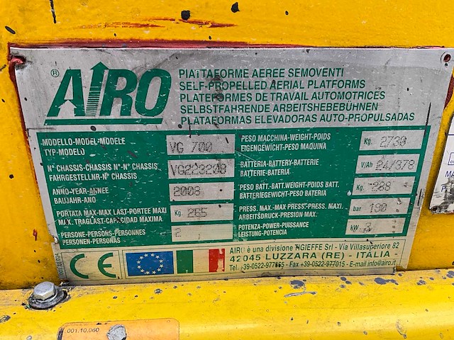 2008 airo vg 700 hoogwerker - afbeelding 7 van  15