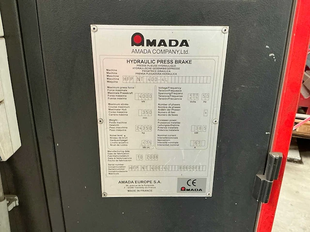 2008 amada hfp nt 400-4l cnc-kantbank - afbeelding 5 van  15