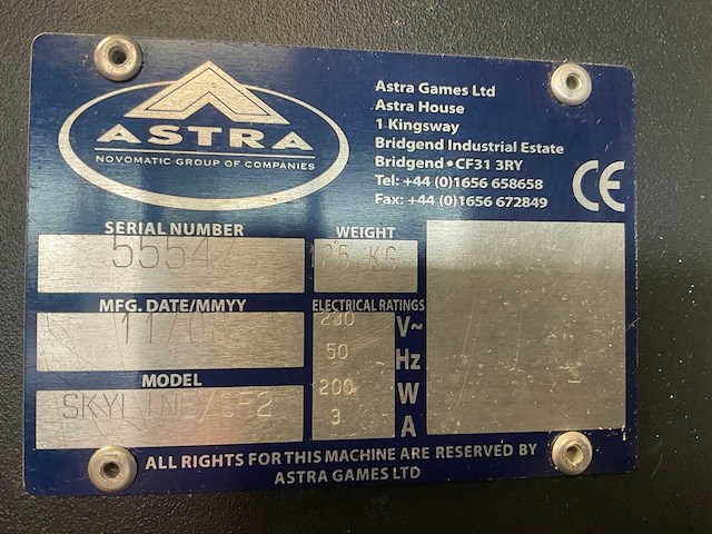 2008 astra sizzling hot skyline/cf2 speelautomaat - afbeelding 9 van  9