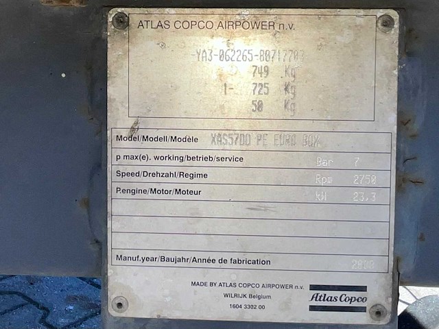 2008 atlas copco xas57dd pe euro box compressor aanhangwagen - afbeelding 13 van  20