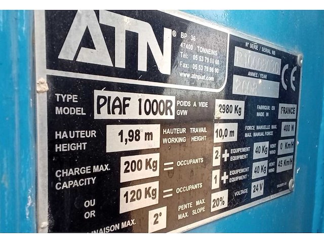 2008 atn piaf 1000r hoogwerker - afbeelding 6 van  14