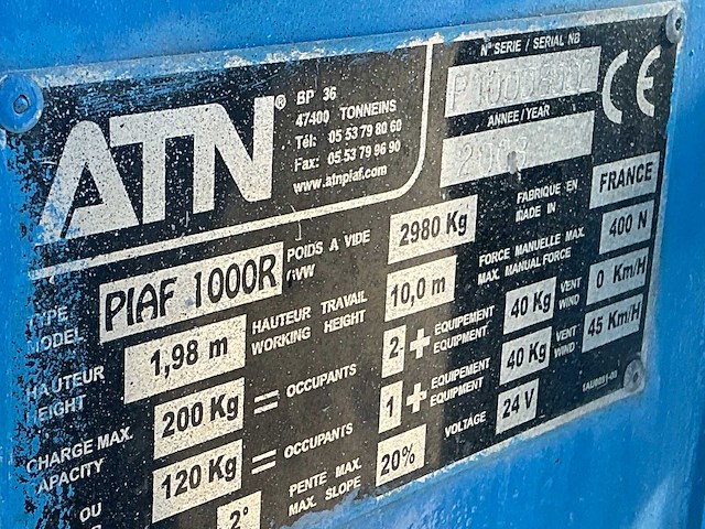 2008 atn piaf 1000r hoogwerker - afbeelding 5 van  13