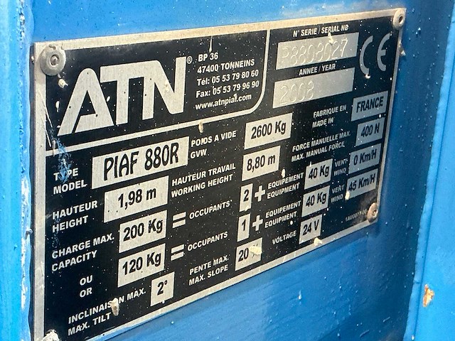 2008 atn piaf880r hoogwerker - afbeelding 3 van  5