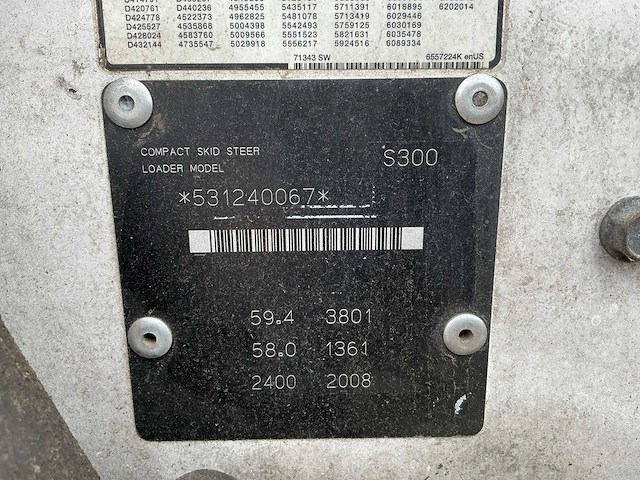 2008 bobcat s300 schranklader defect - afbeelding 24 van  30