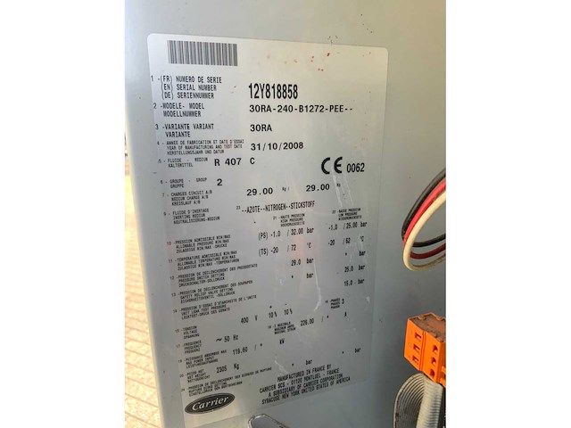 2008 carrier 30ra-240-b1272-pee chiller - afbeelding 8 van  8
