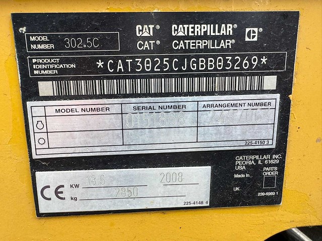 2008 caterpillar 302.5c minigraafmachine - afbeelding 2 van  14