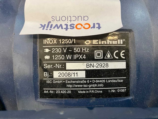 2008 einhell inox 1250/1 stofzuiger - afbeelding 3 van  4