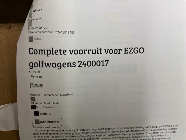 2008 ezgo golfkar voorruit - afbeelding 3 van  3