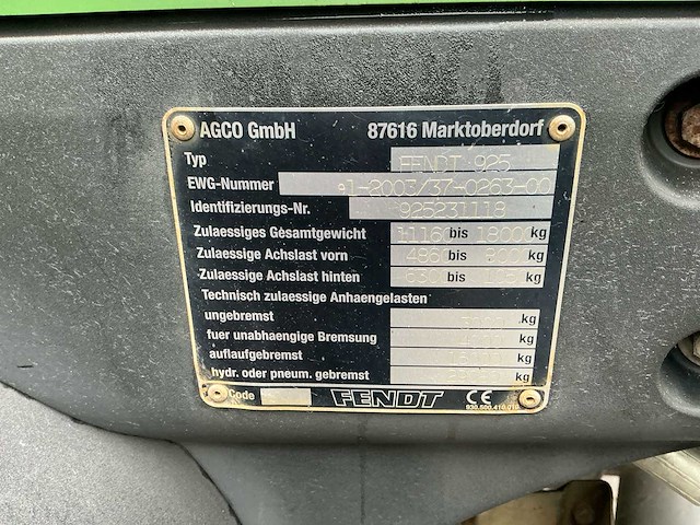 2008 fendt 927 vario vierwielaangedreven landbouwtractor - afbeelding 17 van  19
