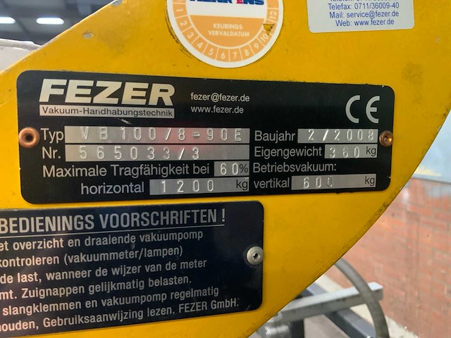 2008 fezer vb100/8-90e vacuümheffer - afbeelding 8 van  8