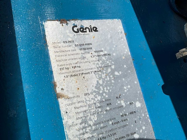 2008 genie gs-2632 hoogwerker - afbeelding 4 van  12