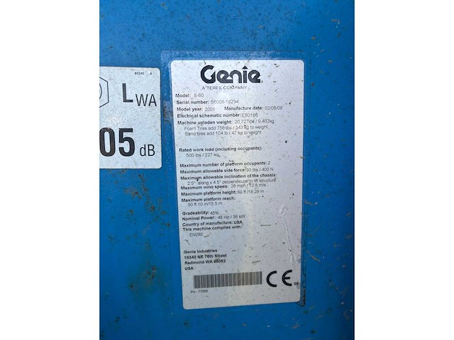 2008 genie s-60 hoogwerker - afbeelding 7 van  15
