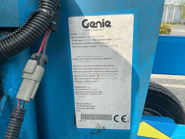 2008 genie z-45/25j - hoogwerker - afbeelding 18 van  25