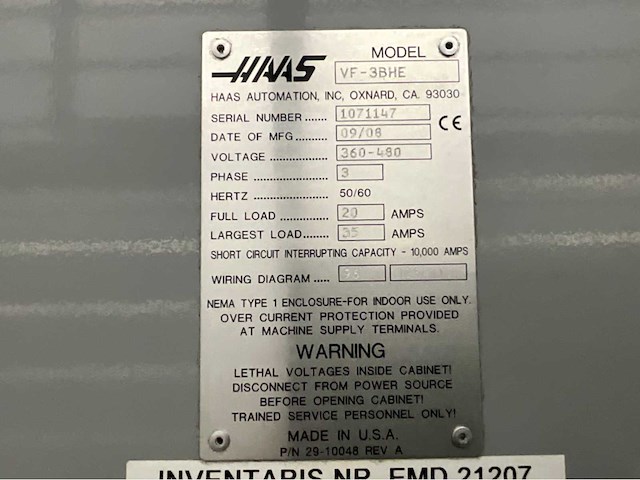 2008 haas vf-3bhe cnc universeel verticaal bewerkingscentrum - afbeelding 22 van  29