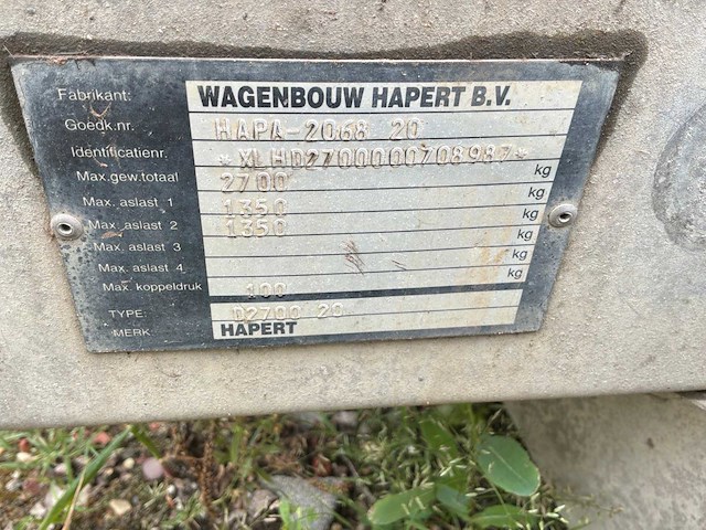 2008 hapert d hapa 2068 kiep aanhangwagen - afbeelding 2 van  9