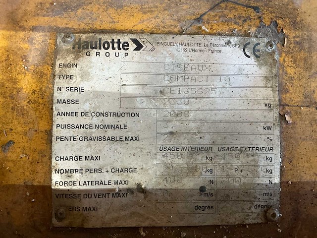 2008 haulotte compact 10 hoogwerker - afbeelding 7 van  19