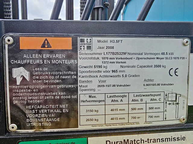 2008 hyster h3.5ft heftruck - afbeelding 16 van  23