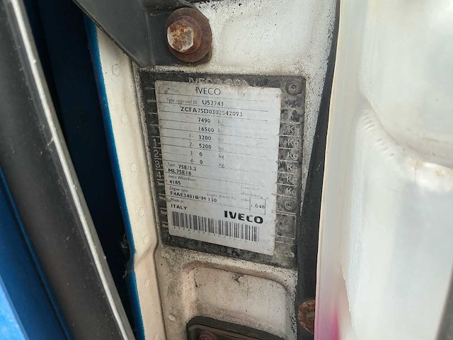 2008 iveco eurocargo 75e180 4x2 gesloten bakwagen met zepro 1.000 kg laadklep - afbeelding 25 van  26