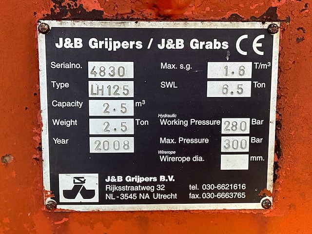 2008 j&b lh 125 overslaggrijper - afbeelding 7 van  7