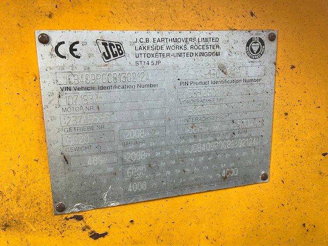 2008 jcb 409 wiellader shovel - afbeelding 11 van  11