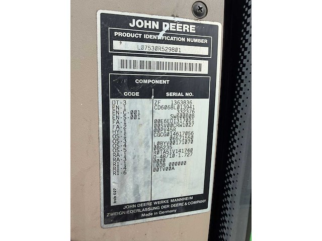 2008 john deere 7530 vierwielaangedreven landbouwtractor - afbeelding 5 van  13