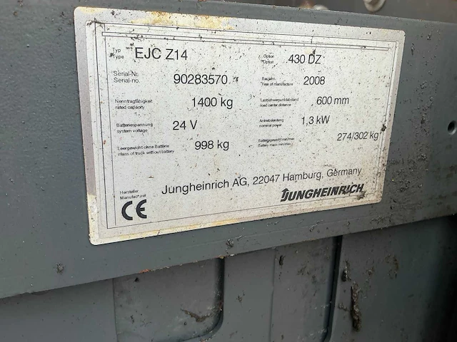 2008 jungheinrich ejcz14 duostacker stapelaar - afbeelding 7 van  15