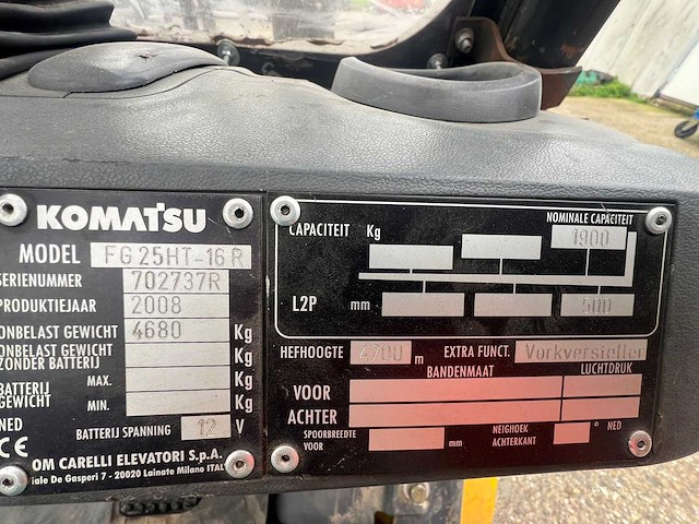 2008 komatsu fg25ht-16r vorkheftruck - afbeelding 17 van  17