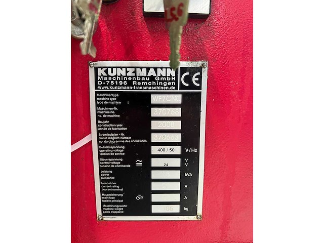 2008 kunzmann wf7cnc cnc freesmachine - afbeelding 16 van  16