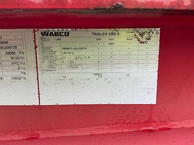 2008 lag o-2-30 kc kipper containerchassis oplegger - afbeelding 20 van  32