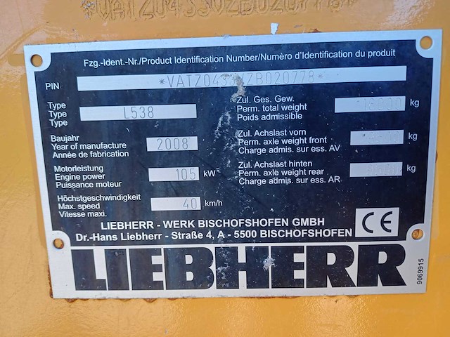 2008 liebherr l538 (2plus1) shovel - afbeelding 29 van  35