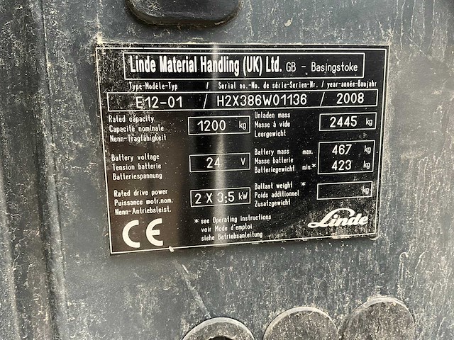 2008 linde e12 vorkheftruck - afbeelding 13 van  20