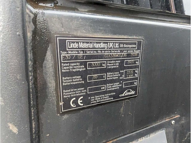 2008 linde e30 vorkheftruck - afbeelding 14 van  21