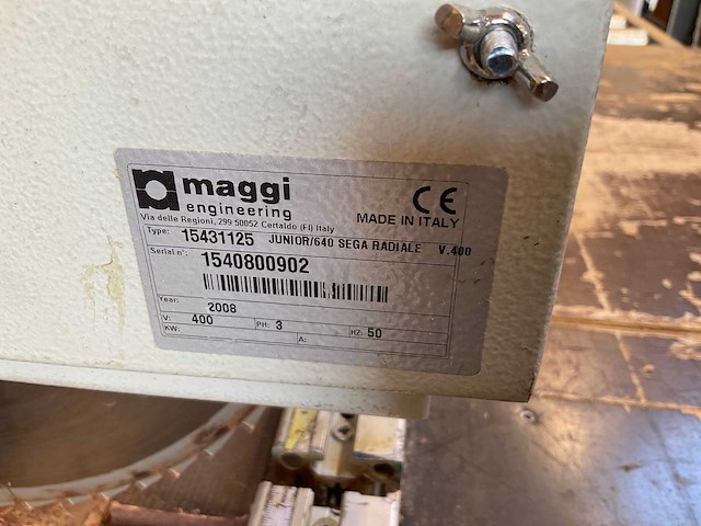 2008 maggi junior 640 radiaalzaagmachine met aan- en afvoerrollenband - afbeelding 5 van  7