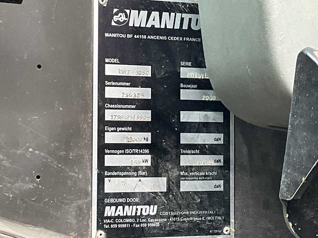 2008 manitou mrt3050 turbo privilege verreiker - afbeelding 26 van  33