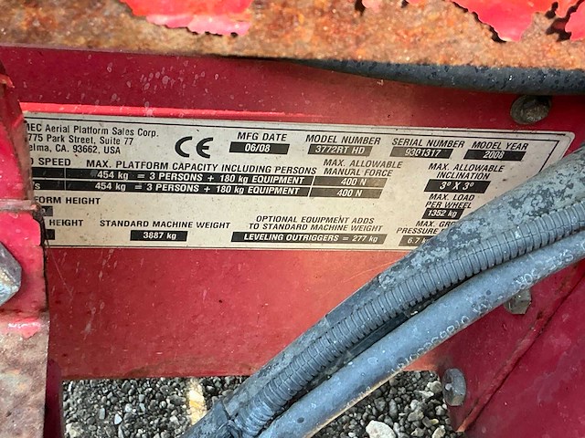2008 mec 3772rt hd hoogwerker - afbeelding 26 van  32