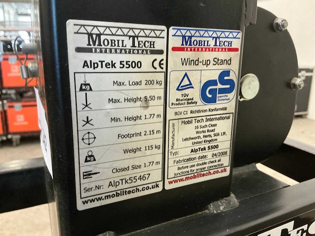 2008 mobiltech alptech 5500 materiaallift 5.5m 200kg - afbeelding 9 van  9