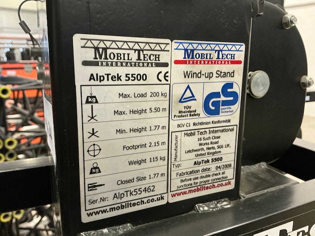 2008 mobiltech alptech 5500 materiaallift 5.5m 200kg - afbeelding 9 van  9