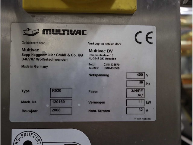 2008 multivac r530 traysealer - afbeelding 5 van  13